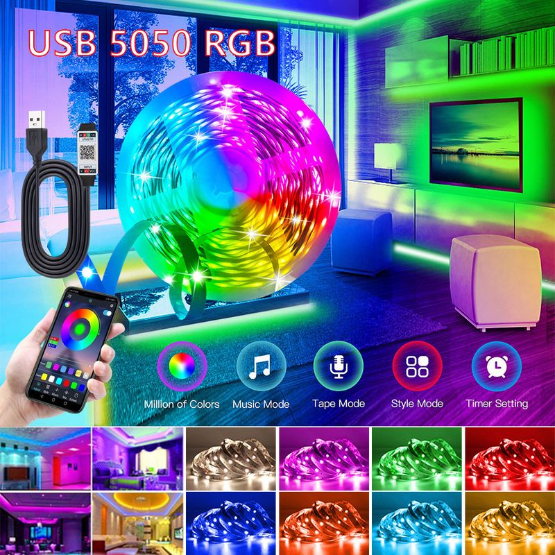 USB 5v pienjännite 5050rgb joustava värikäs LED-väriä vaihtava valonauha itseliimautuva työpöydän tunnelma pehmeä valopalkki_voghion.com