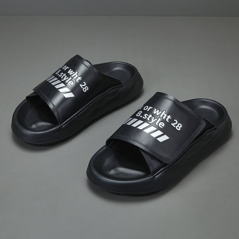 【 Preiskontrolle 】 Herren-Lederpantoffeln, trendige Nischenschuhe, vielseitige High-End-Sandalen aus bedrucktem Rindsleder mit oberer Schicht_voghion.com