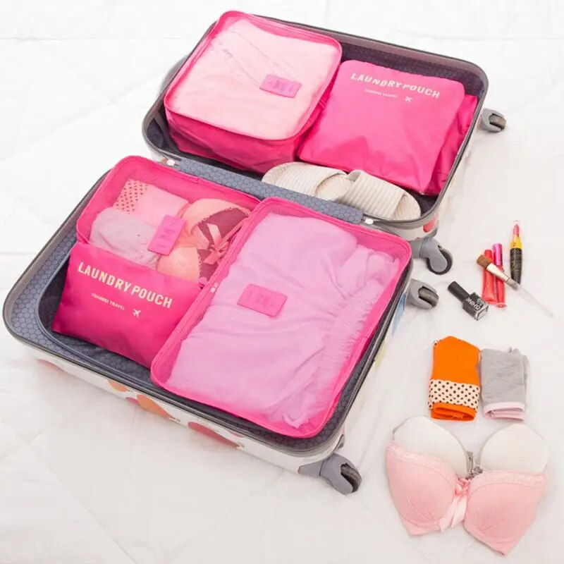 6pcs Travel Bags Suitcase Packing Set Storage Cases Portable Lage Clothes Shoe Foldable Organizer_voghion.com