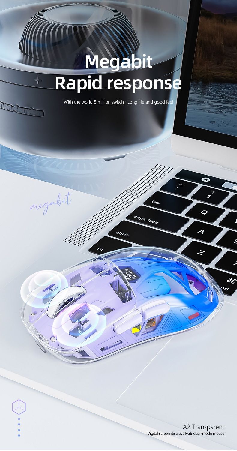 Digitex Digitex Liberty Wolf A2 Dual Mode RGB Luminous 2.4G Wireless Bluetooth Transparent Gaming E-Sports Computer Office Mouse_voghion.com