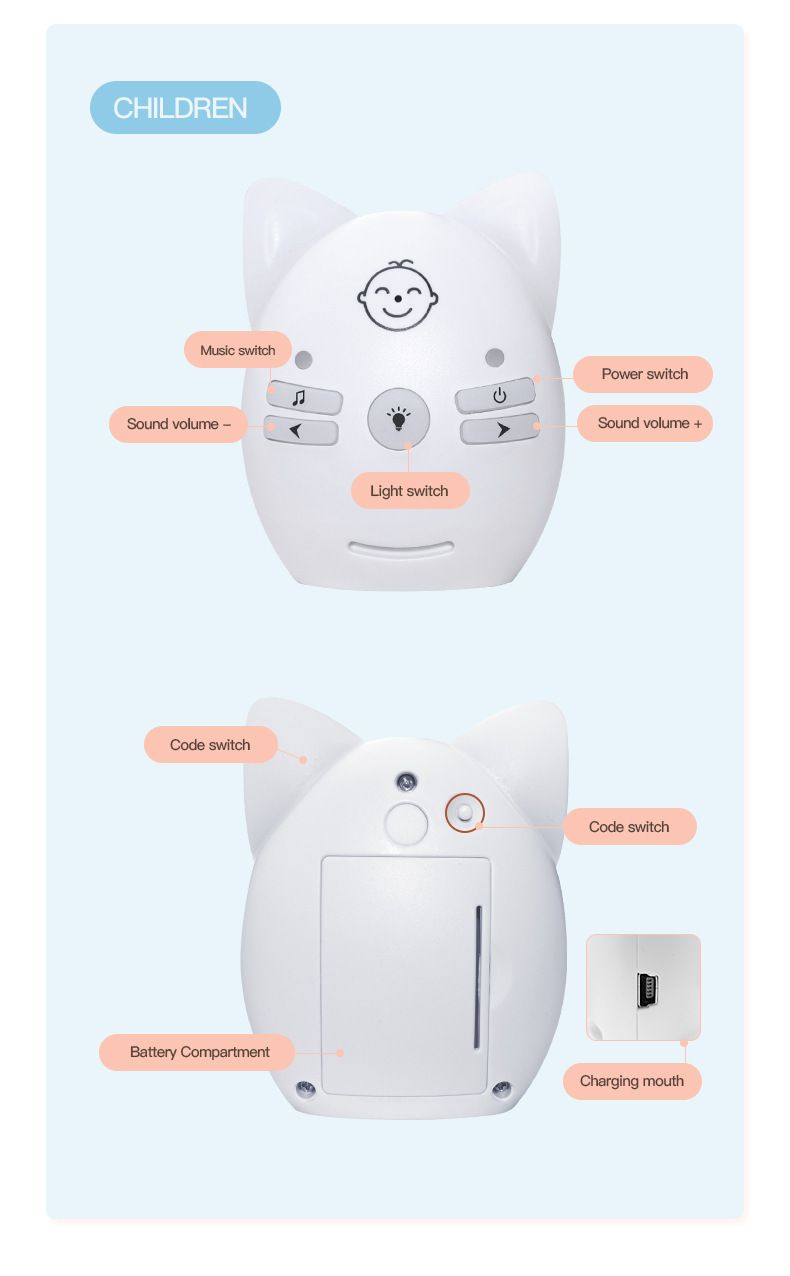 Mutter & Kinder Babyphone Kindersprechanlage Musik beruhigendes Babyspielzeug Zwei-Wege-Stimme Nachtlichtmonitor_voghion.com