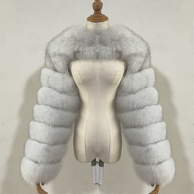 Chaqueta de piel sintética y visón sintético con paneles en contraste para mujer_voghion.com