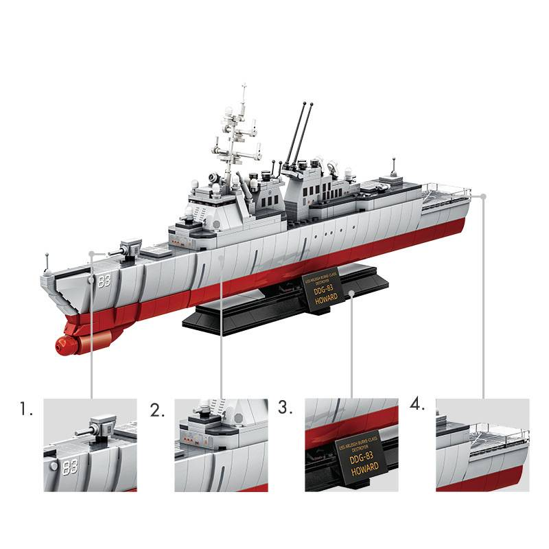 Modelo clásico militar de la Segunda Guerra Mundial Destructor clase Arleigh Burke Colecciona adornos Bloques de construcción Ladrillos Juguetes de Navidad_voghion.com