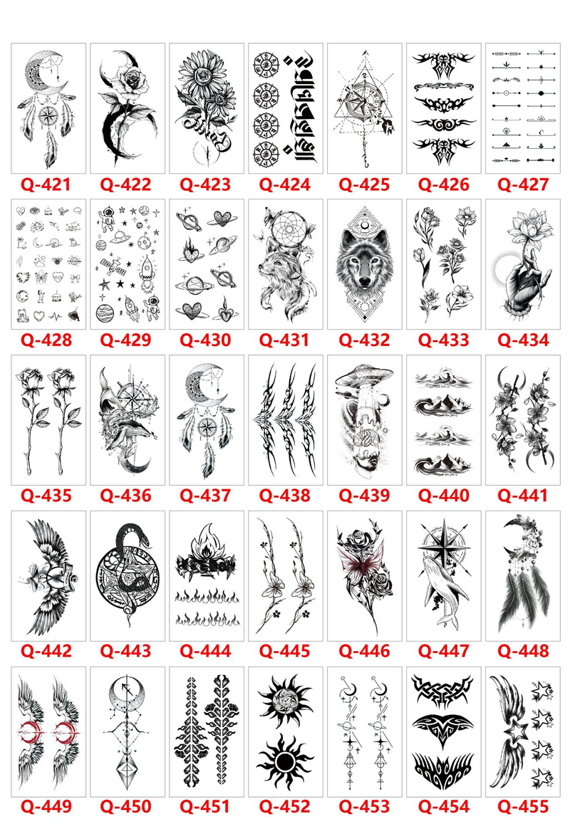 Q 121-160 Μικρό σετ αυτοκόλλητων τατουάζ με φρέσκο, αδιάβροχο σχέδιο, οποιοσδήποτε συνδυασμός_voghion.com