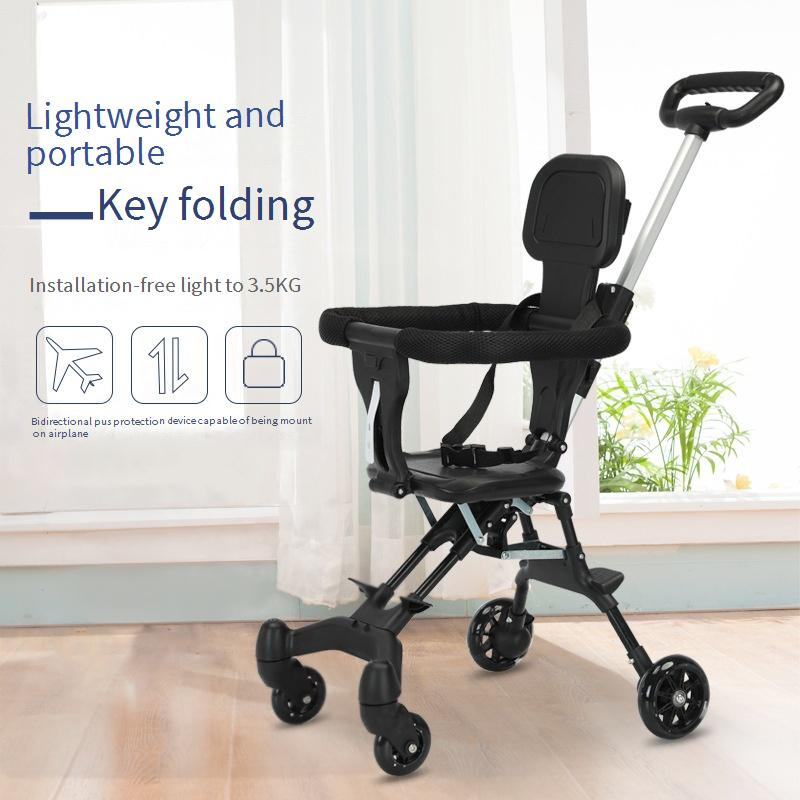 Moeder & Kinderen Baby Stroller Eén Knop Opvouwbare Tweerichtings Zitplaatsen Lichtgewicht Vierwielige Baby Stroller_voghion.com