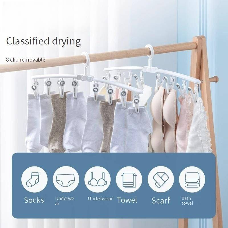 Foldable Clothes Drying Rack With 20 Clips - Space-Saving For Small Apartments (Perfect For Socks Underwear & Delicates) - Multi-Level Hanging Design_voghion.com