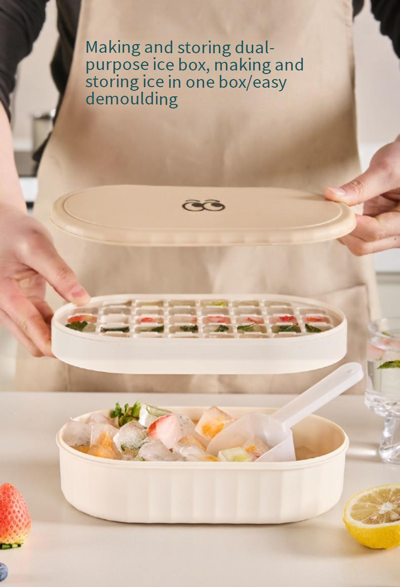Ice Cube Mold Plastic Easy Demoulding Quick Freezing Ice Storage Box Food Grade Household Ice Cube Box With Lid_voghion.com
