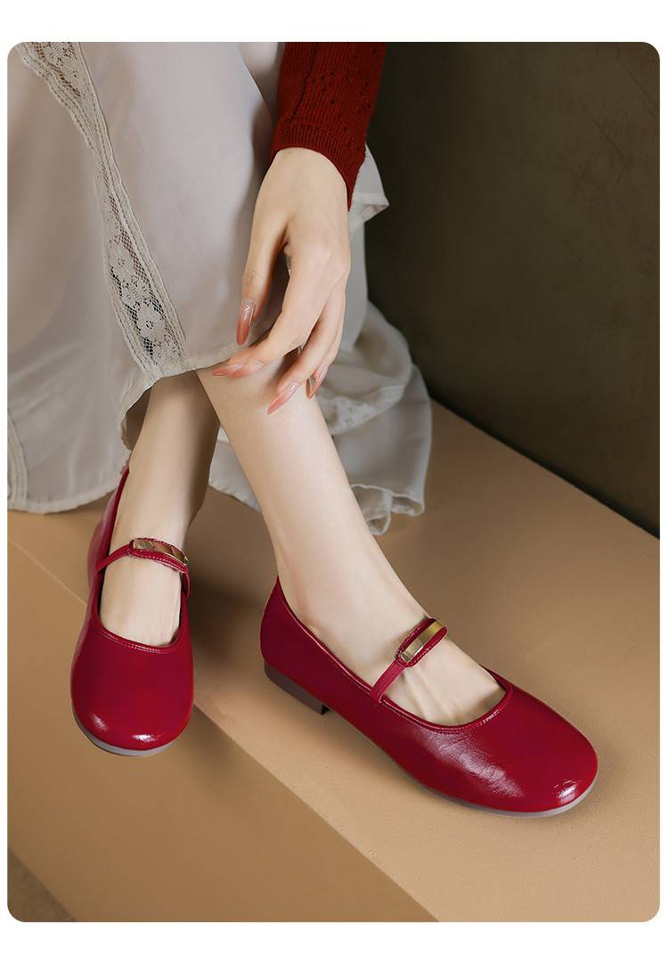 【Soft Sole And Soft Upper】Cameido Comfortable Flat Ankle Strap Shallow Single Shoes For Women, Autumn Round Toe Mary Jane Shoes_voghion.com