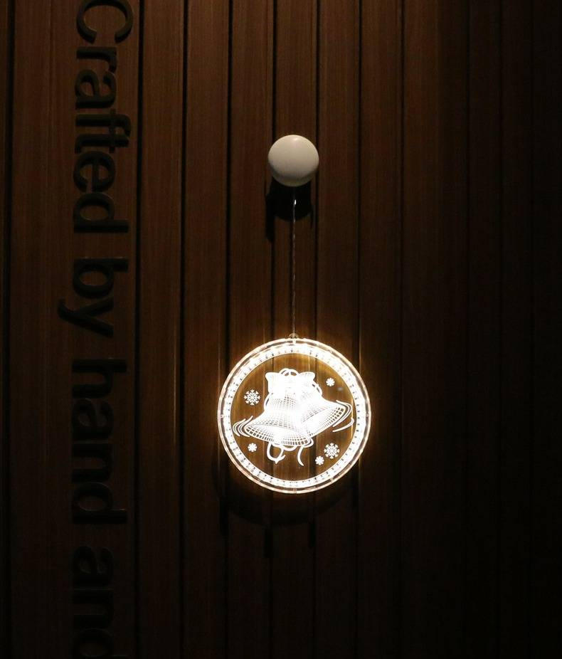 Guirnalda de luces LED navideñas de 22 cm con diseños de Papá Noel, muñeco de nieve, árbol y copo de nieve. Decoración navideña a pilas para interiores y exteriores._voghion.com