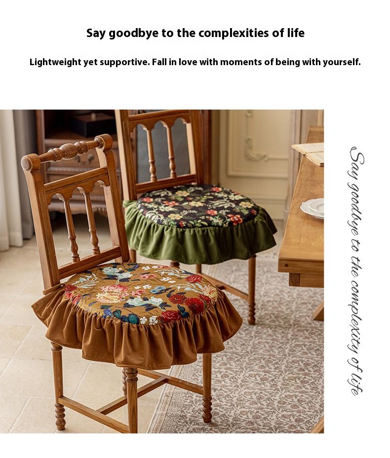 Cuscino per sedia con volant in poliestere – Cuscino per sedia floreale 45x45 cm con lacci (imbottitura in cotone rigido, lavabile, uso multistanza)_voghion.com
