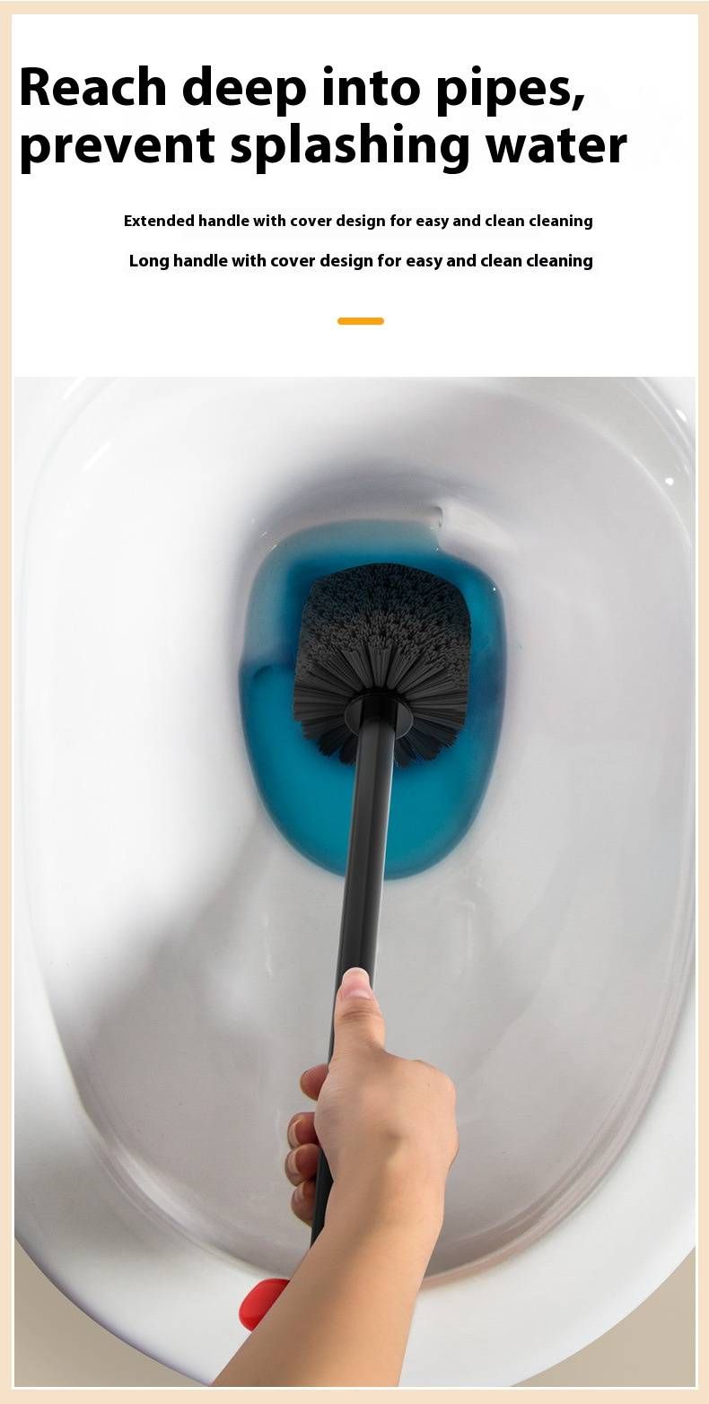 Angle-Adjustable Toilet Brush With Holder – Extra-Long Handle For Deep Cleaning, Rust-Proof (Cream/Pink)_voghion.com
