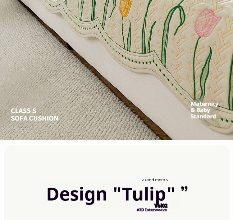 Tulip-Inspired Irregular Sofa Cushion Cover - Washable Cotton, Anti-Slip, Fits Most Sofas (70x70cm To 110x240cm)_voghion.com