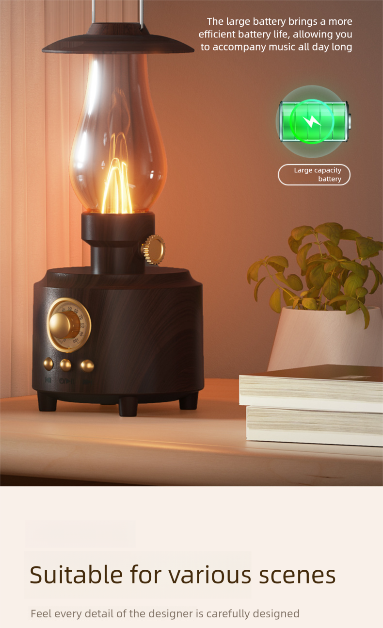 New Kerosene Lamp Bluetooth Outdoor Portable Flame Speaker Camping Atmosphere Desktop Night Light Speaker_voghion.com