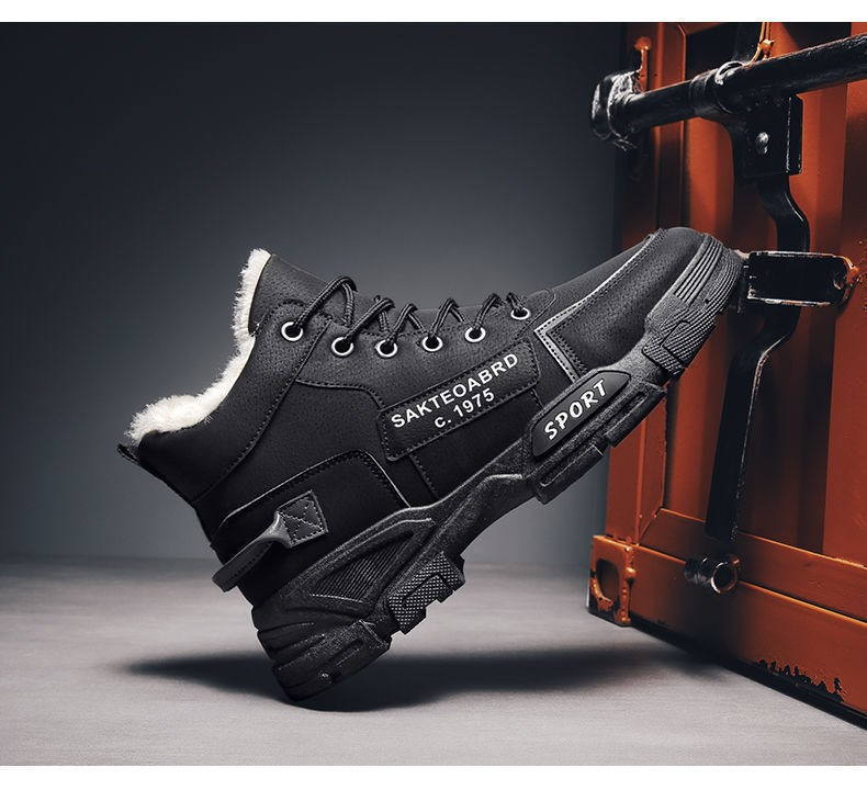 Neue Herrenschuhe für den Winter: Dickere, hohe Canvas-Arbeitsschuhe mit hohem Schaft, Winterschuhe mit Samtfutter aus Baumwolle, Martin-Stiefel für Herren._voghion.com