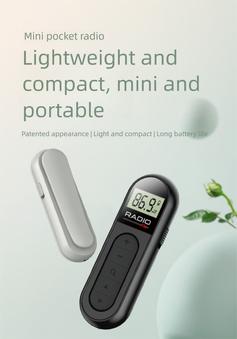 Rechargeable Mini Portable Radio Small Pocket-sized Compact FM Tuner With Clip For Elderly And Meetings_voghion.com
