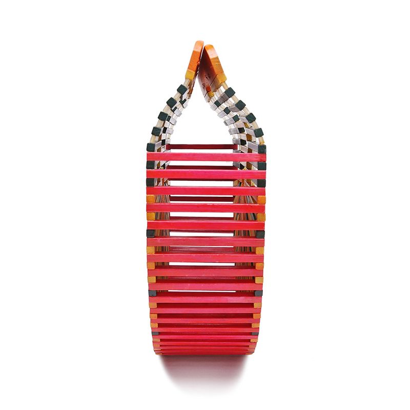 Women's Bags Ladies hand held hollow bag pure hand made beach color matching straw bag super hot hand held bamboo and rattan bag_voghion.com