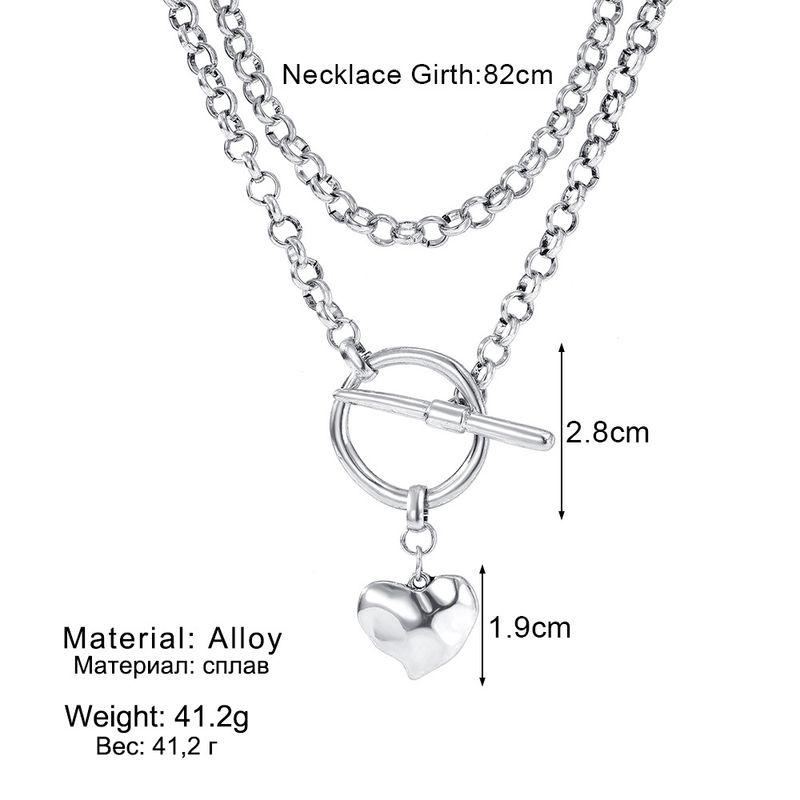 European And American Cross Border Love Hammered Necklace Personality Exaggerated Retro Temperament Old Fashion Jewelry All Match Chain Necklace_voghion.com