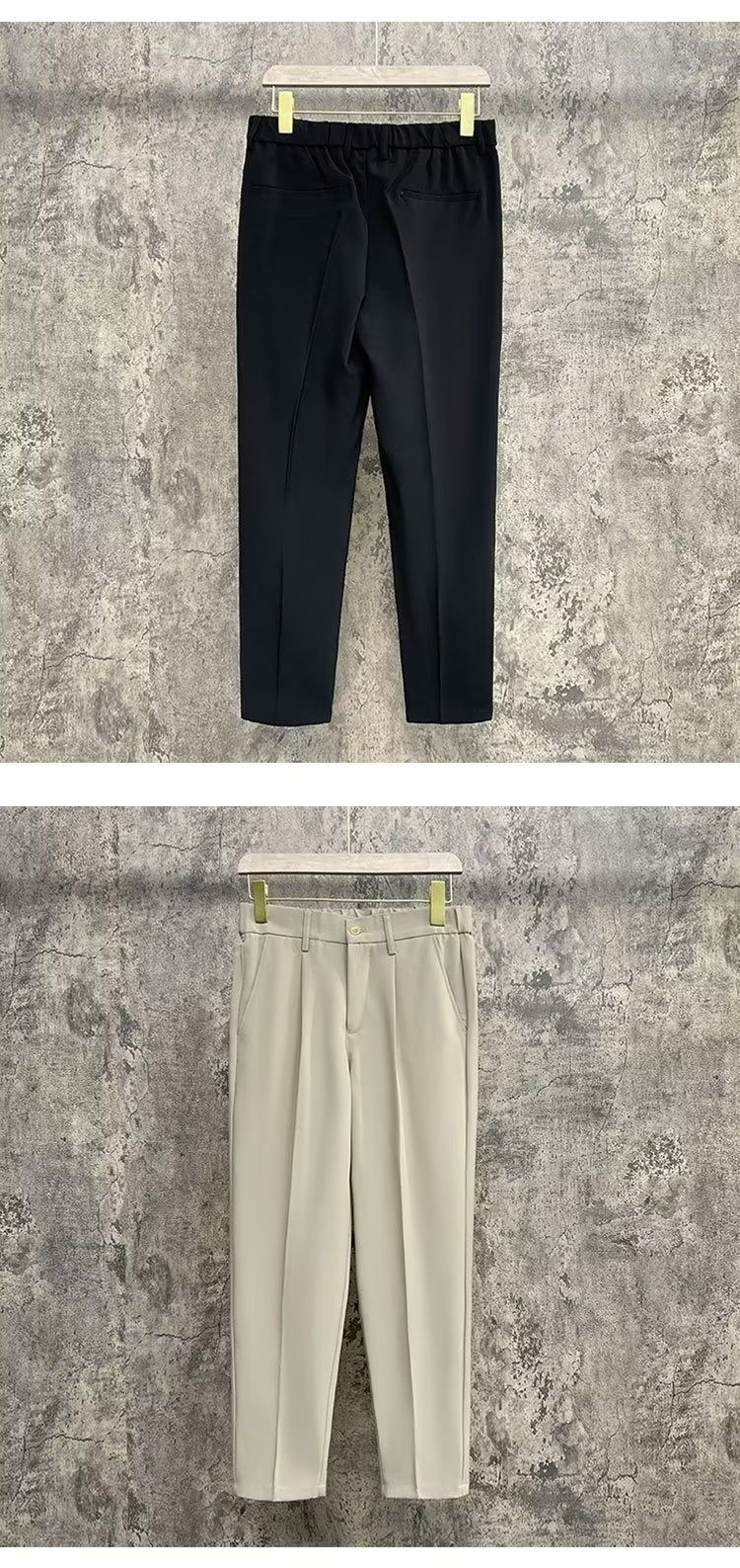 Slim-Fit-Anzughose für Herren – knitterfrei, leicht und bequem, Stretch-Polyester, klassisches Schwarz und Anthrazitgrau_voghion.com