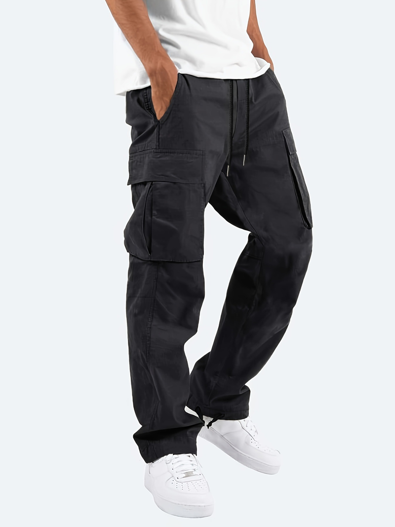 Men's cargo pants drawstring multi-pocket casual pants_voghion.com