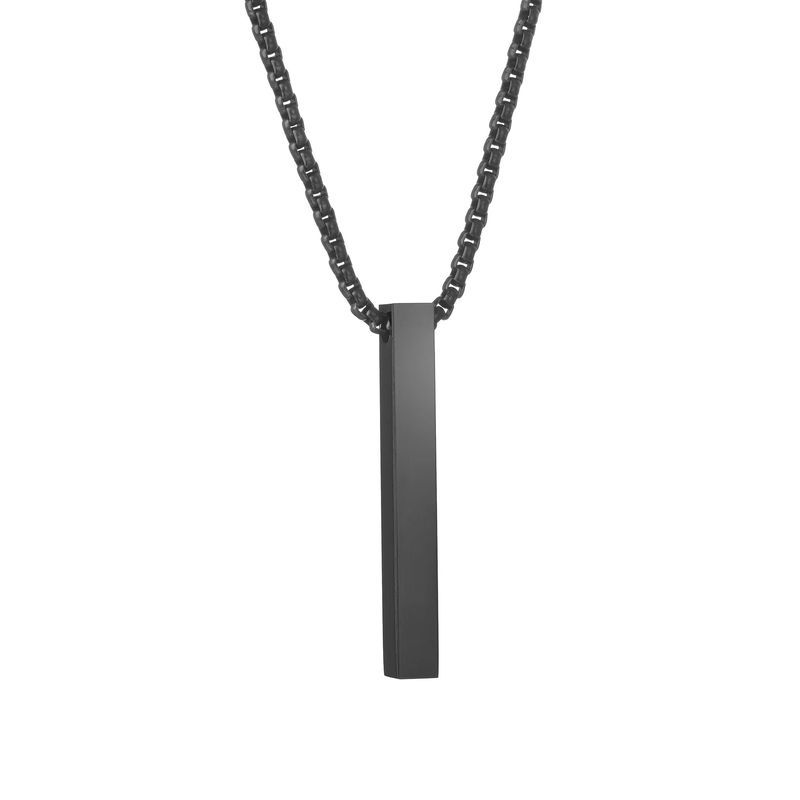 Trendy Jewelry Stainless Steel Hip Hop Rectangular 3D Necklace Versatile Pendant Couple Sweater Chain_voghion.com