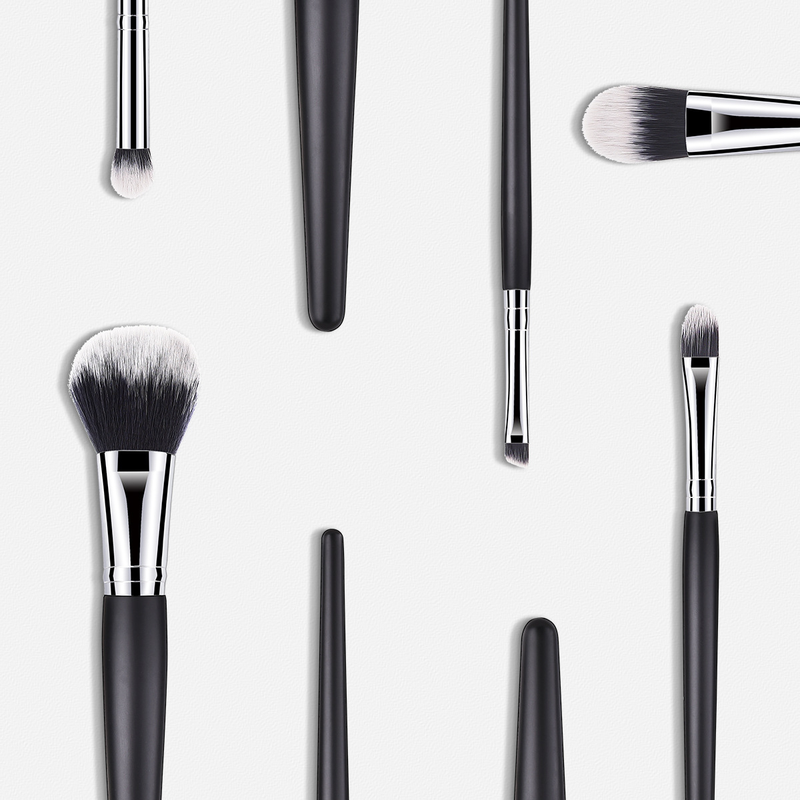 5/7/11/12 Stück Make-up-Pinsel, Make-up-Werkzeuge, Augenset, Lidschattenpinsel, schwarzes und silbernes GUIHUI_voghion.com