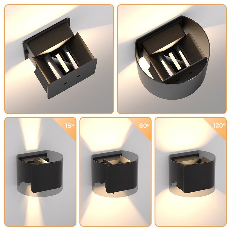 Glitzerlife LED Wandleuchte Innen Wandlampe - Aussenlampe Schwarz Wandbeleuchtung Aussen 5W Up Down Außenleuchte IP65 Wandstrahler 3000K Warmweiß Außenbeleuchtung_voghion.com