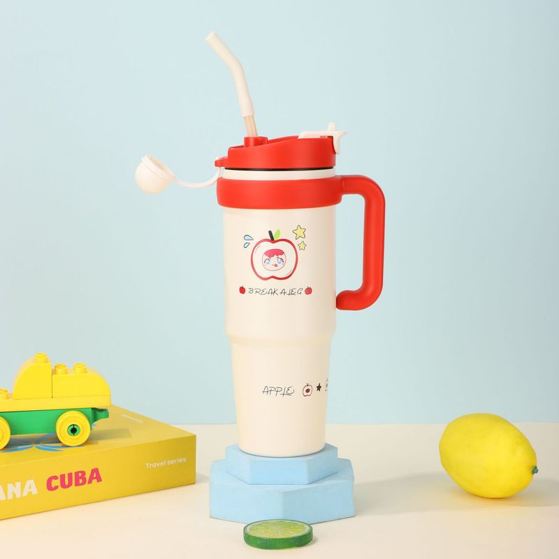 Nuovo bicchiere gigante isolato in acciaio inossidabile 316 con manico di alta qualità, grande capacità, cannuccia per auto_voghion.com