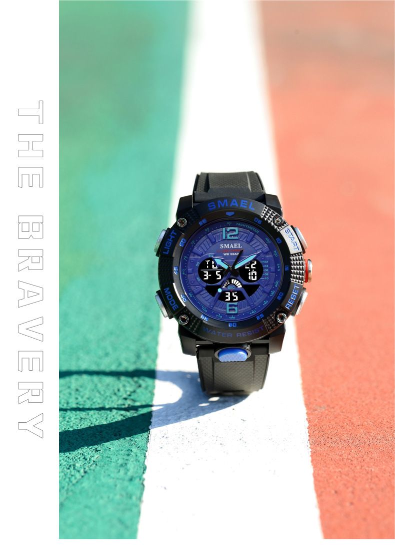 Digitale, analoge, wasserdichte Sportuhr für Herren mit LED-Hintergrundbeleuchtung, multifunktionale Outdoor-Armbanduhr für den Freizeit-, Business- und aktiven Lebensstil_voghion.com