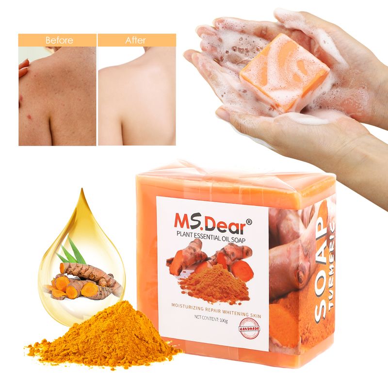 100g Sapone naturale alla curcuma Bagno per il viso Detergente Sapone all'olio essenziale di zenzero Sapone allo zenzero Antiossidante Pulizia profonda Sapone alla curcuma_voghion.com