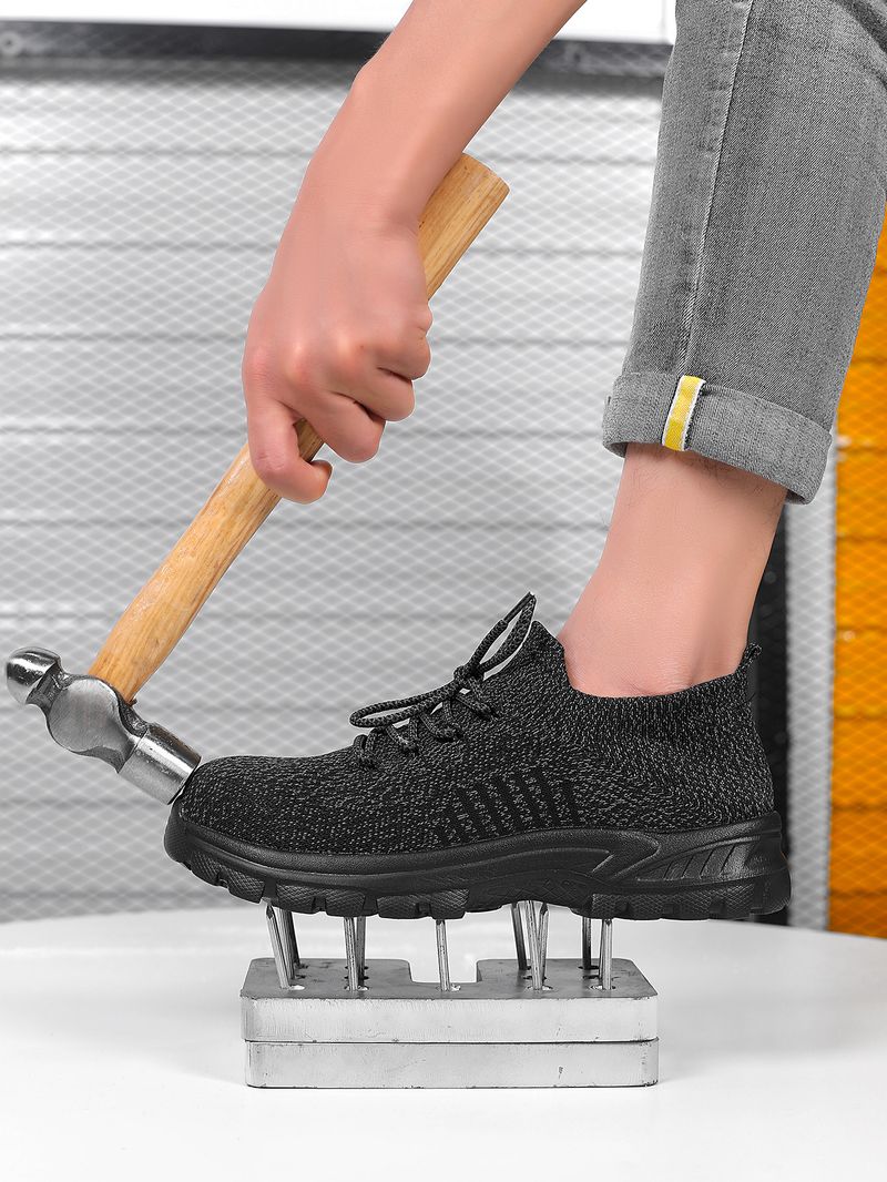 Scarpe da uomo, nuove scarpe da lavoro in tessuto volante, traspiranti, anti-sfondamento e anti-perforazione, testa in acciaio e suola solida, isolamento termico_voghion.com