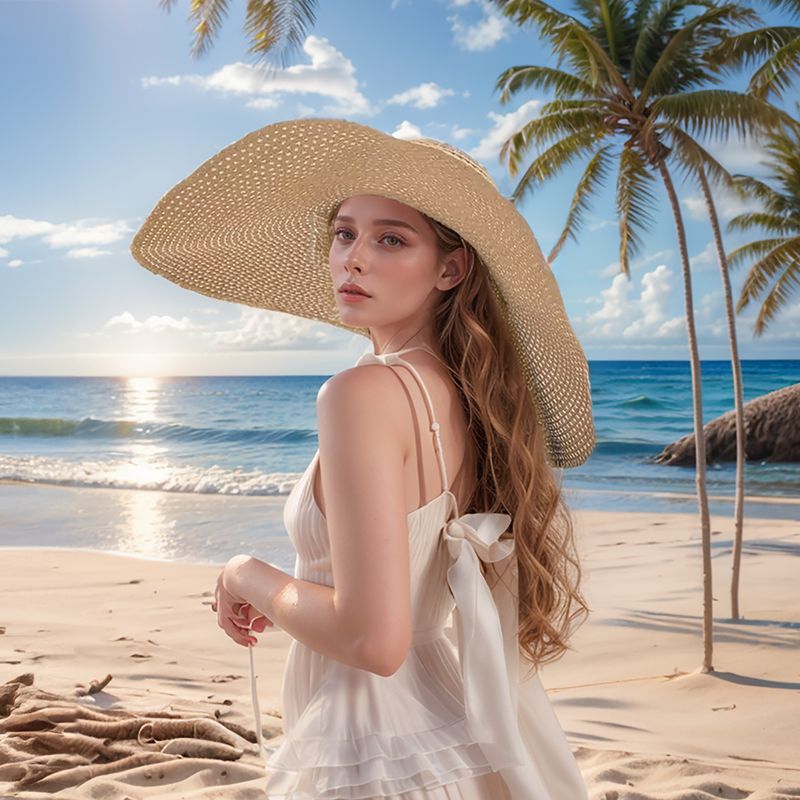 New Arrivals GEMVIE Summer Large Wide Brim Foldable Hats for Women Oversized Sun Shade Travel Straw Lady UV Protection Beach Hat_voghion.com