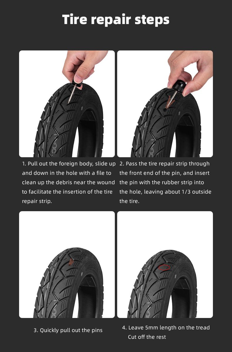 Tool bicycle aluminum alloy integrated storage portable vacuum tire repair rubber strip set_voghion.com
