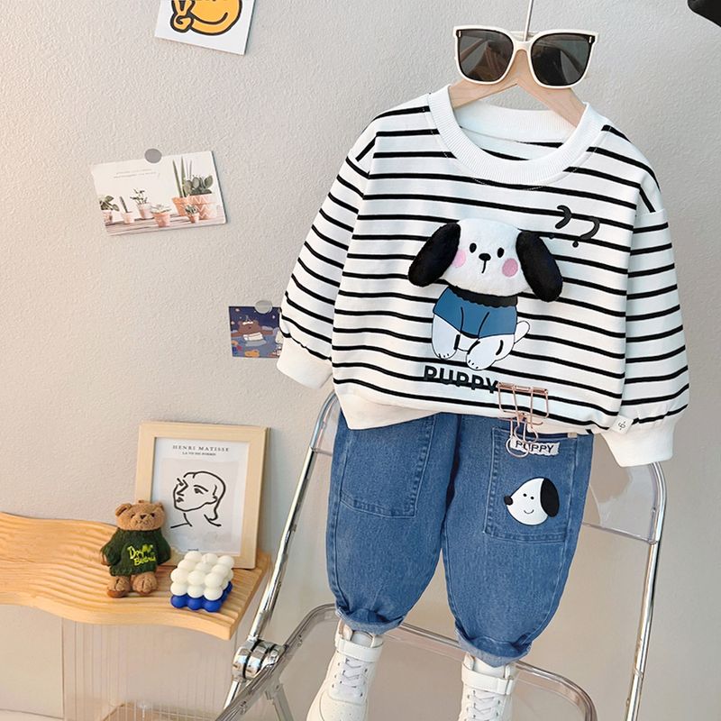 2024 Nuovo Sport Cartone animato Carino Bambini Primavera e Autunno Felpa con cappuccio Casual Due Pezzi Set_voghion.com