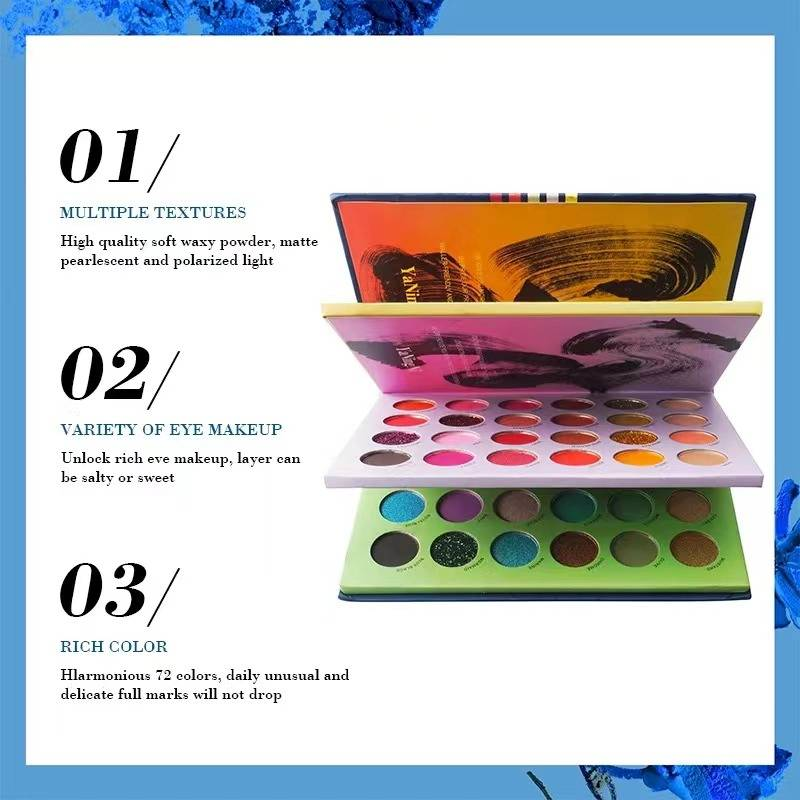 72 kleuren in één boek Matte Shimmer Eyeshadow Palette Waterproof Langdurige oogschaduw Pigment Earth Color Eyes Makeup Oogschaduwpalet_voghion.com