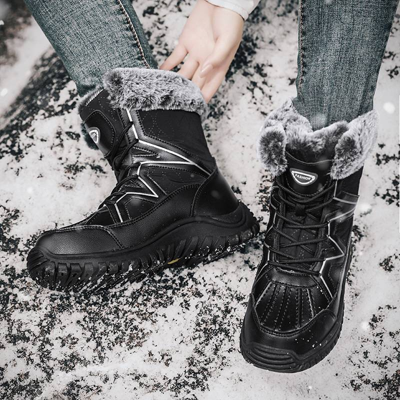 Scarpe da donna, scarpe di cotone, stivali da neve alti invernali da donna, stivali da esterno caldi in velluto, tutti abbinati_voghion.com