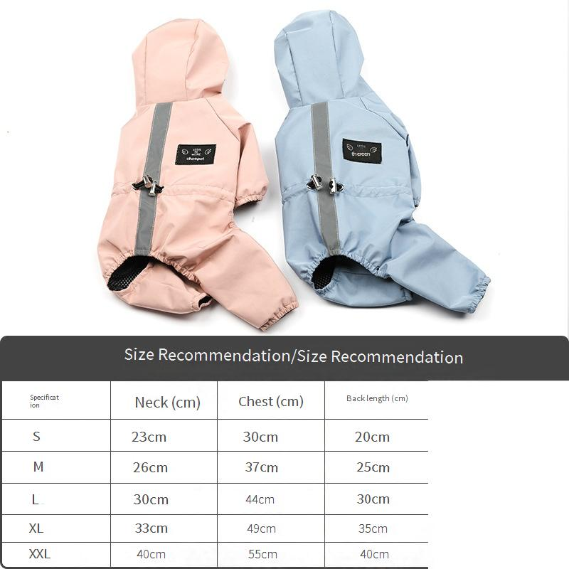 pet dog clothing rainproof breathable reflective clothing dog four legged raincoat cat and dog supplies spot_voghion.com