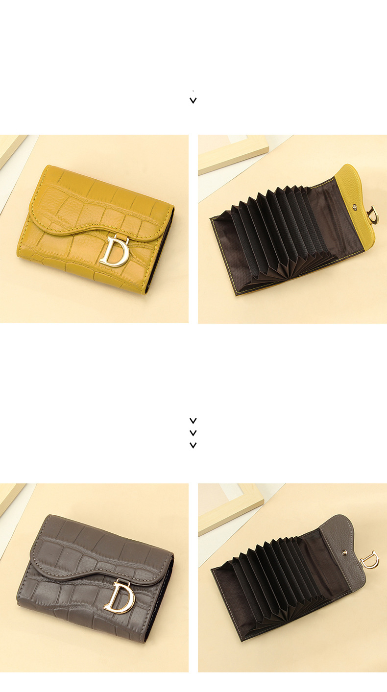 Portemonnee Portemonnee Clutch Bag Mode eerste laag koeienhuid krokodillentextuur multi-kaart kaarttas vrouwelijk compact delicate kaarttas_voghion.com