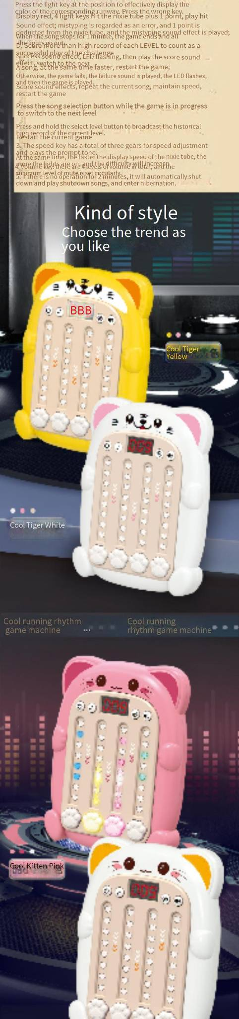 Herní konzole, ruční hudební konzole, lámání úrovní, dekompresní puzzle, dětská rychlá a klikací hudební hračka pro rané vzdělávání_voghion.com