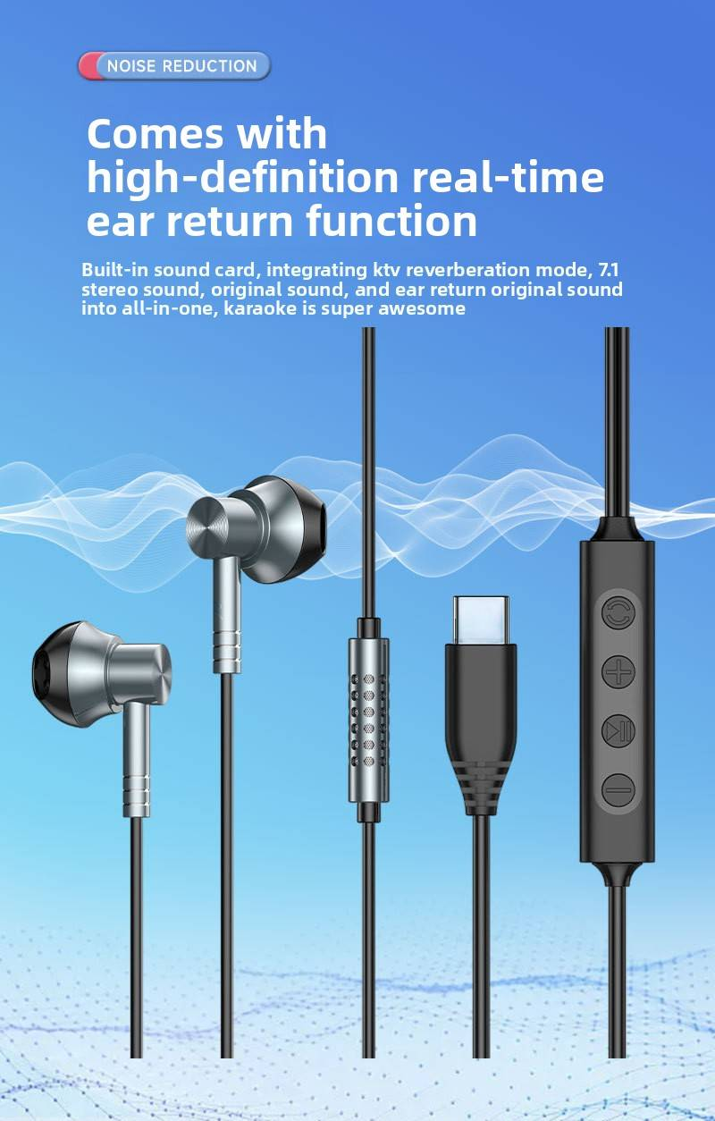 National K Song Wired Headphones Singing And Recording K Song Anchor Professional Sound Card Headphones With Real Time Ear Noise Reduction_voghion.com