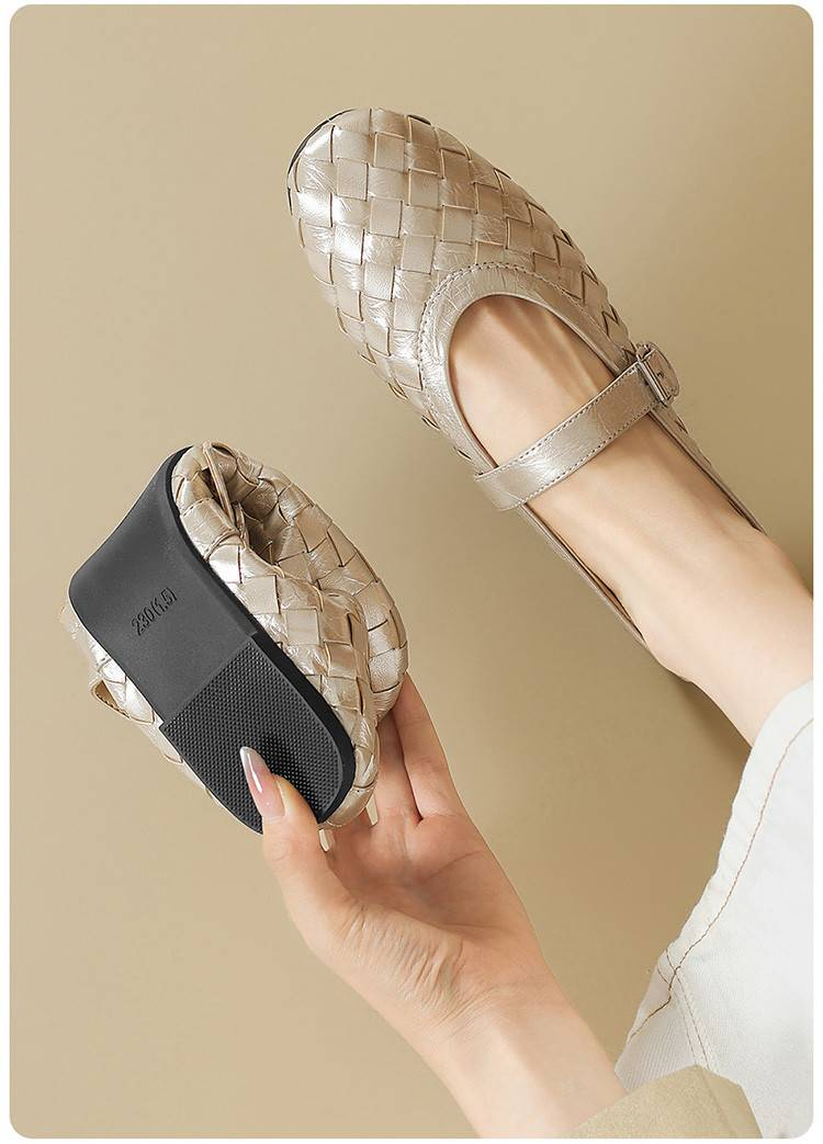Cameido Mary Jane-Schuhe mit gewebtem Knöchelriemen, Herbst 2025, weiche Sohle und weiches Obermaterial, flache, flache Einzelschuhe, Ballettschuhe_voghion.com