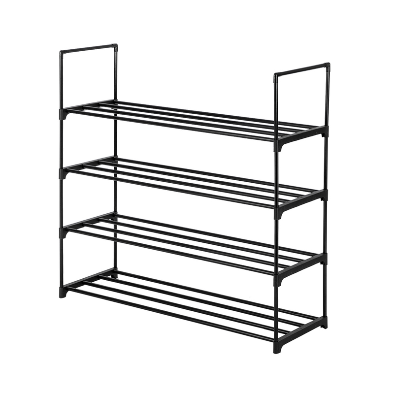 Étagère à chaussures à 4 niveaux, organiseur de rangement pour chambre, entrée, couloir et placard, couleur noire_voghion.com
