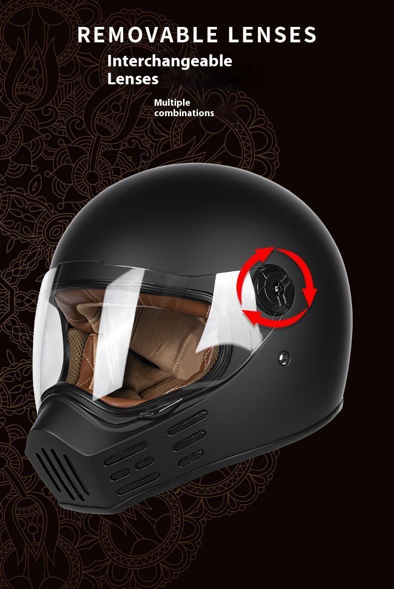 Casco integrale da moto retrò certificato 3C con Bluetooth - Design vintage "muso di maiale", calotta in ABS leggera, opzioni lenti trasparenti/fumé_voghion.com