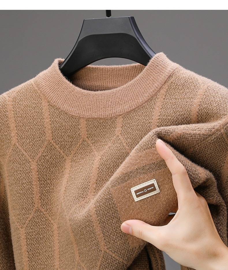 Pull épais à col roulé pour homme – Couche de base thermique en tricot extensible, coupe ajustée, pour l'hiver (beige, camel, noir)_voghion.com