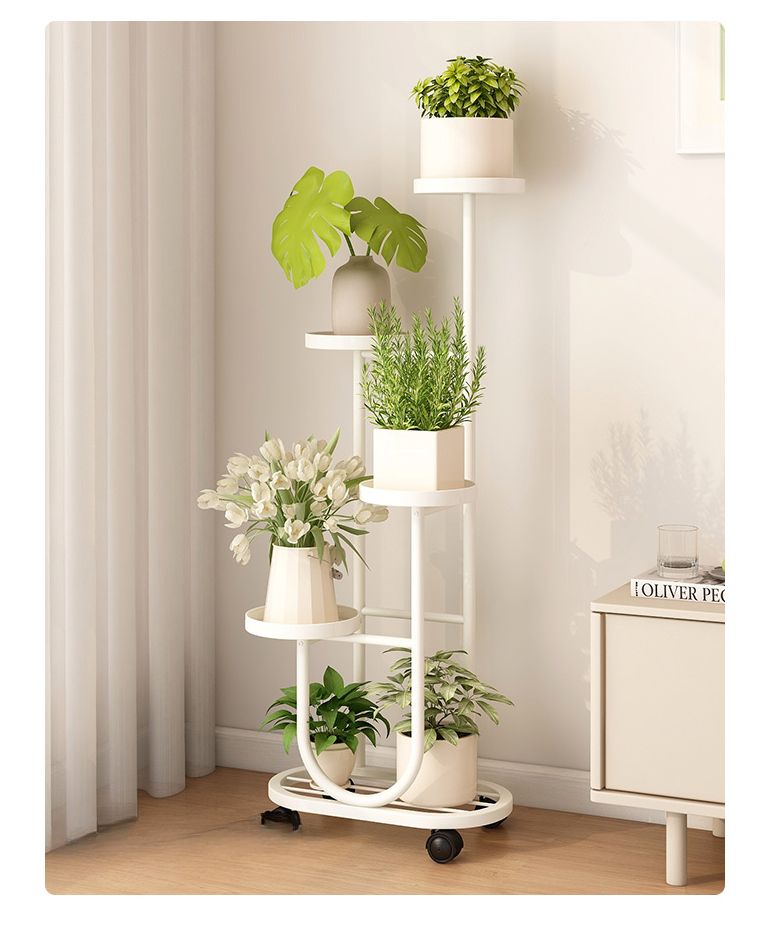 Living Room Floor-standing Movable Stand Balcony Plant Rack Iron Art Multi-layer Succulent Flower Pot Holder_voghion.com