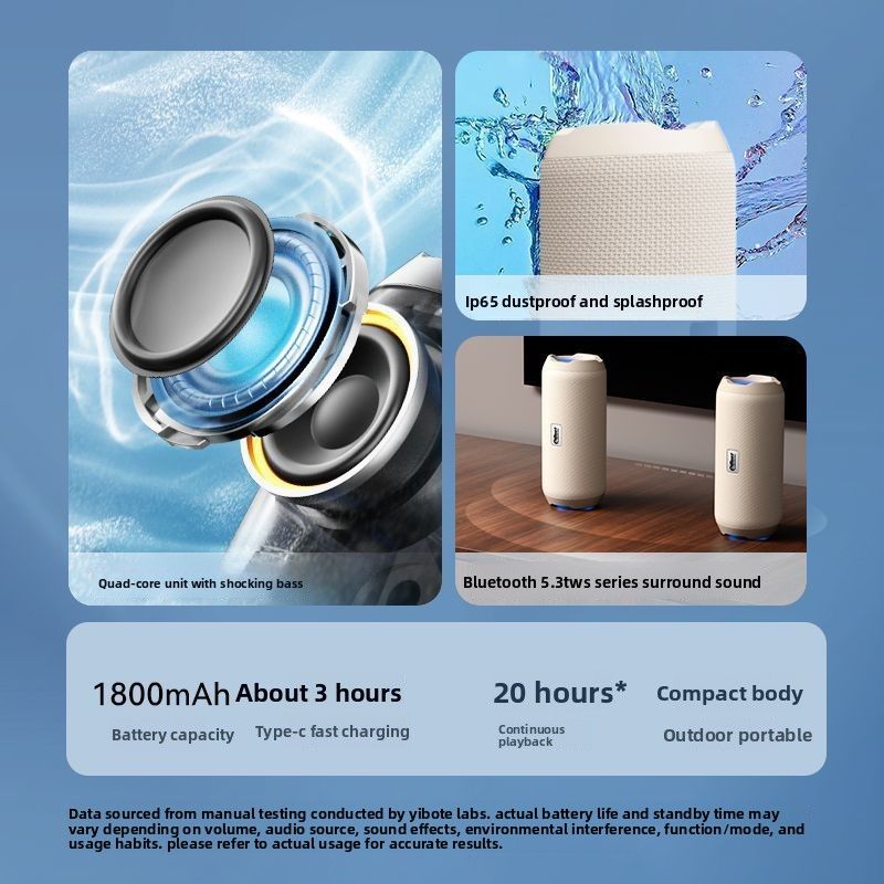 Wireless Bluetooth Speaker High Sound Quality Subwoofer Small Portable Outdoor Loud Volume Long Battery Life Home Use_voghion.com