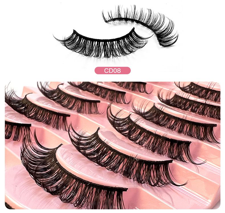 Künstliche Wimpern 10 Paar große Rolle Naturfaser Curl Wimpern dick natürlich_voghion.com