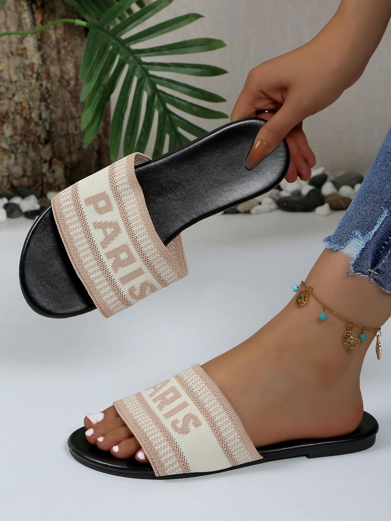 Internettberømte sandaler for kvinner å bruke om sommeren, nye fasjonable broderte bokstaver for fritid, D-familiens store størrelser_voghion.com