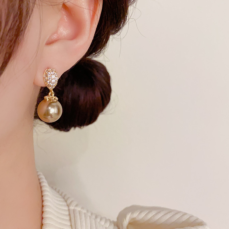 Einzigartige minimalistische Champagner-Perlen-Wassertropfen-Ohrringe mit Sinn für Eleganz, Temperament und Mode_voghion.com