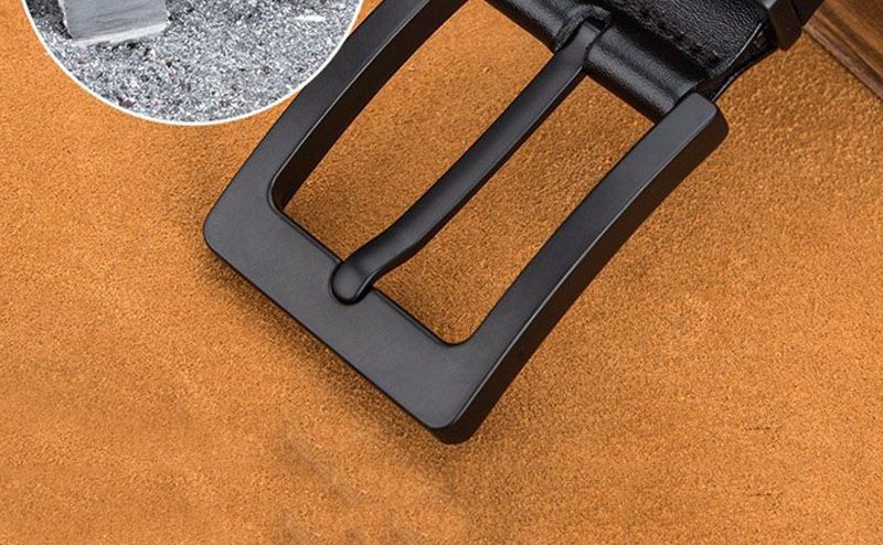 VARME menns toppkvalitets nye design massivt kuskinn menn ku ekte skinn kuskinn svart nålespenne metallbelter jeans_voghion.com