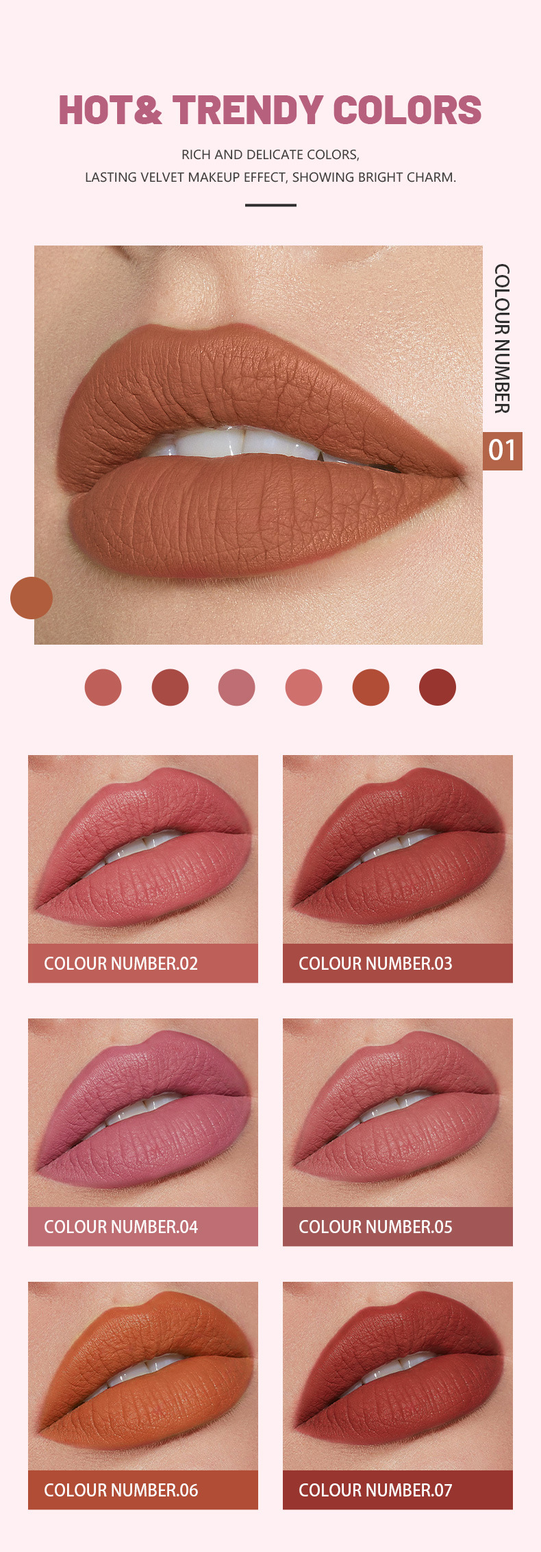 Pudaier 14 Farben Samt Matt Lippenstift Antihaft-Cup Lipgloss Lippenstift Samt Textur_voghion.com